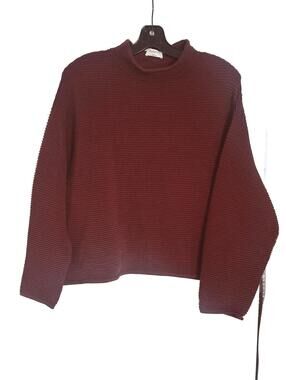 Babaton Aritzia Ribbed Mock Neck Sweater Burgundy - Size L